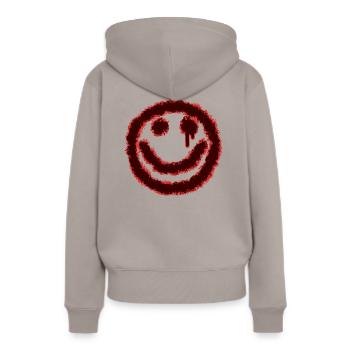 smilie blut grinsen - Frauen Premium Bio Hoodie - Taupe - Hinten - Julia (174cm)