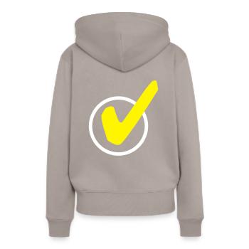 haken symbol häkchen ankreuzen - Frauen Premium Bio Hoodie - Taupe - Hinten - Julia (174cm)