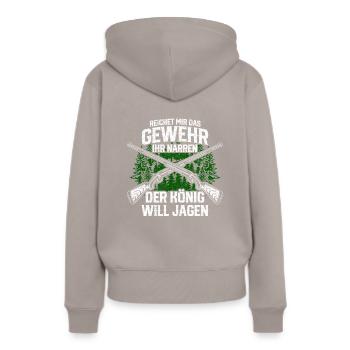 Reichet mir das Gewehr - Jäger - Frauen Premium Bio Hoodie - Taupe - Hinten - Julia (174cm)