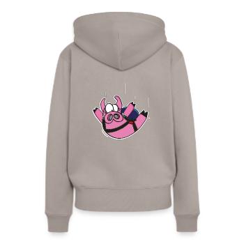 Poupes « chute libre » - Sweat à capuche Premium bio Femme - taupe - Dos - Julia (174cm)