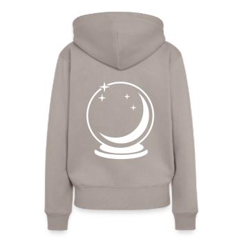 sphère verre - Sweat à capuche Premium bio Femme - taupe - Dos - Julia (174cm)