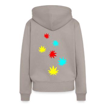 Hanf Blatt Icon - Frauen Premium Bio Hoodie - Taupe - Hinten - Julia (174cm)