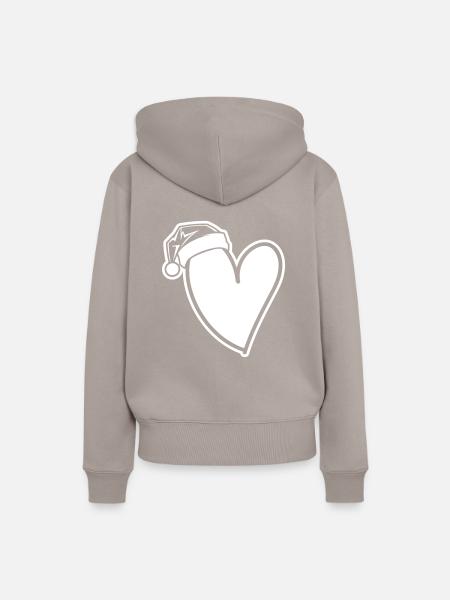 Herz Weihnachtsmütze - Frauen Premium Bio Hoodie - Taupe