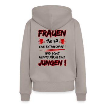 Les femmes de plus de 50 ans sont très sexy... 50e anniversaire - Sweat à capuche Premium bio Femme - taupe - Dos - Julia (174cm)