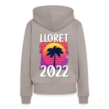 Lloret De mars 2022 - Sweat à capuche Premium bio Femme - taupe - Dos - Julia (174cm)