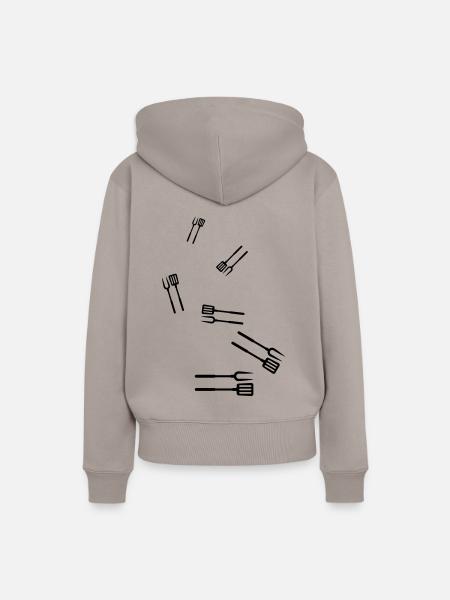 Grillzange Grillen Symbol - Frauen Premium Bio Hoodie - Taupe