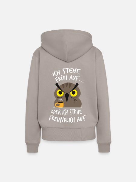 Nachteule Frühaufsteher Kaffee - Frauen Premium Bio Hoodie - Taupe