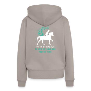 Meilleur t-shirt de conception d'équitation Cadeau Premium - Sweat à capuche Premium bio Femme - taupe - Dos - Julia (174cm)