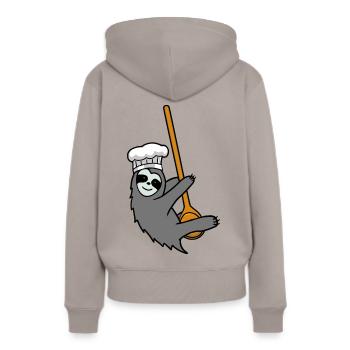 Fleißig Faultier Küche kochen Kochlöffel Hobbykoch - Frauen Premium Bio Hoodie - Taupe - Hinten - Julia (174cm)