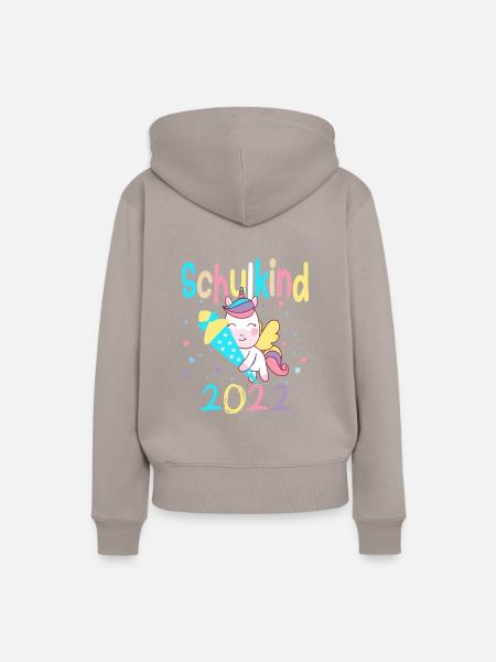 Schulkind 2022 Einhorn - Frauen Premium Bio Hoodie - Taupe