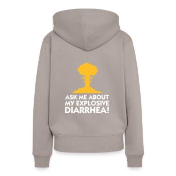 Demandez-moi au sujet de mon diarrhée explosive! - Sweat à capuche Premium bio Femme - taupe - Dos - Julia (174cm)