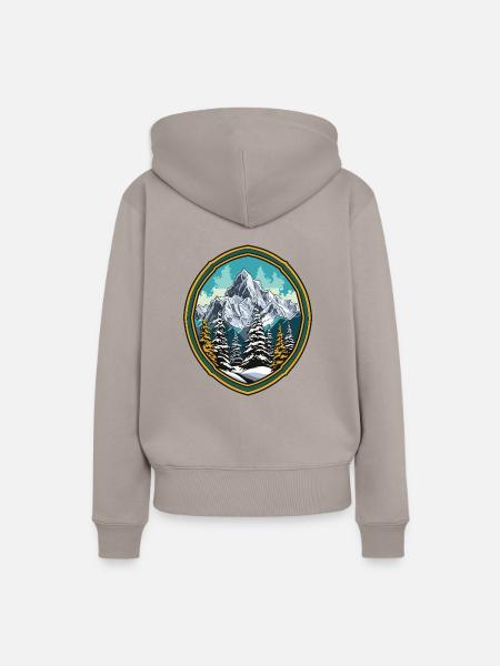 Berge Wald Gipfel Ski - Frauen Premium Bio Hoodie - Taupe