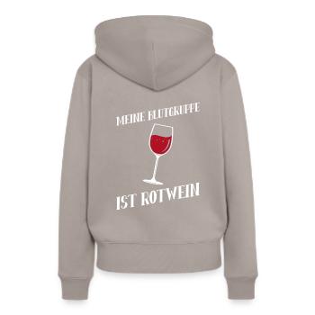 Meine Blutgruppe ist Rotwein - Wein - Frauen Premium Bio Hoodie - Taupe - Hinten - Julia (174cm)