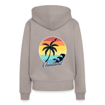 Thaïlande - Sweat à capuche Premium bio Femme - taupe - Dos - Julia (174cm)
