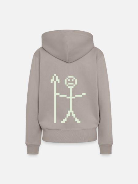 Strichmännchen Krieger Pixelart - Frauen Premium Bio Hoodie - Taupe