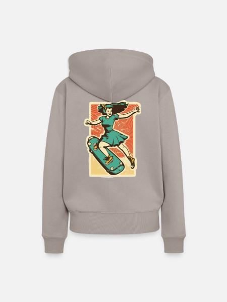 Skater-Mädchen - Frauen Premium Bio Hoodie - Taupe