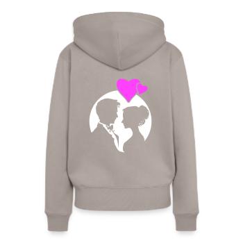 Ehepaar Hochzeit Silhouette - Frauen Premium Bio Hoodie - Taupe - Hinten - Julia (174cm)
