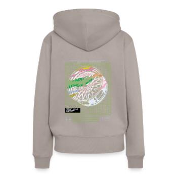 Felge Bunt - Frauen Premium Bio Hoodie - Taupe - Hinten - Julia (174cm)