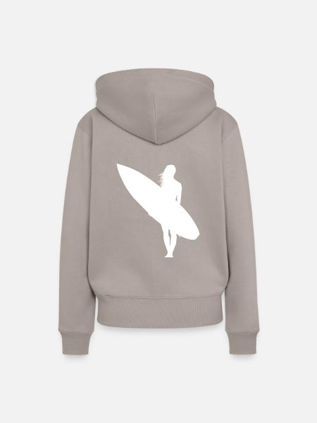 Surfergirl - Frauen Premium Bio Hoodie - Taupe