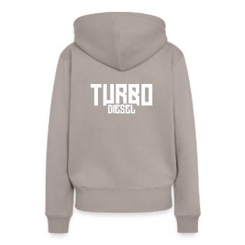 Turbo Diesel - Sweat à capuche Premium bio Femme - taupe - Dos - Julia (174cm)