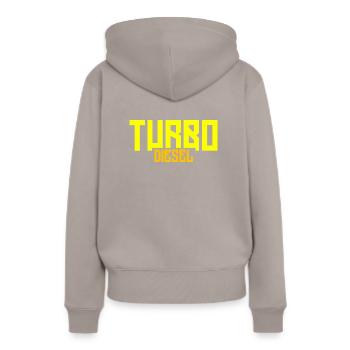 Turbo Diesel - Sweat à capuche Premium bio Femme - taupe - Dos - Julia (174cm)