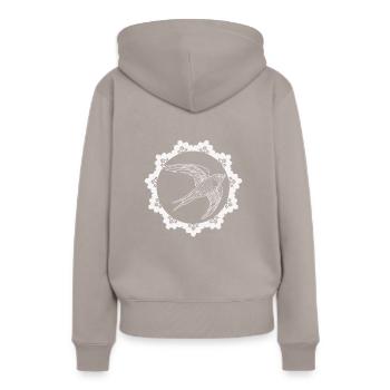 Vogel - Naturschutz Tierfreund - Frauen Premium Bio Hoodie - Taupe - Hinten - Julia (174cm)
