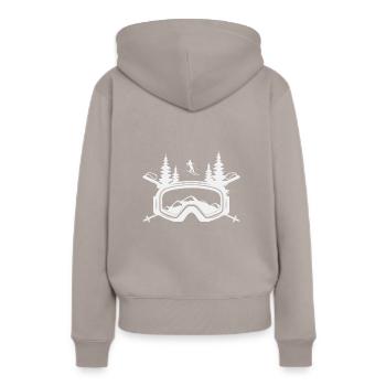 Skibrille - Wintersport Skipiste Urlaub Skifahrer - Frauen Premium Bio Hoodie - Taupe - Hinten - Julia (174cm)