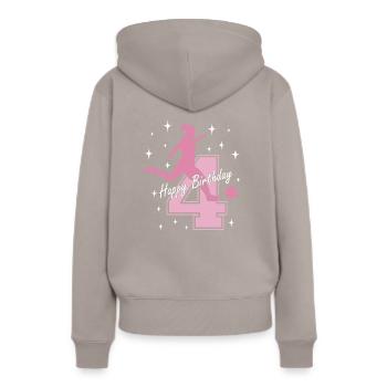 4. Geburtstag Fussball Fussballspielerin - Frauen Premium Bio Hoodie - Taupe - Hinten - Julia (174cm)
