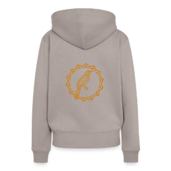 Vogel - Fliegen - Naturschutz Tierfreund - Frauen Premium Bio Hoodie - Taupe - Hinten - Julia (174cm)