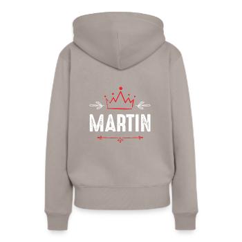 Martin - Sweat à capuche Premium bio Femme - taupe - Dos - Julia (174cm)