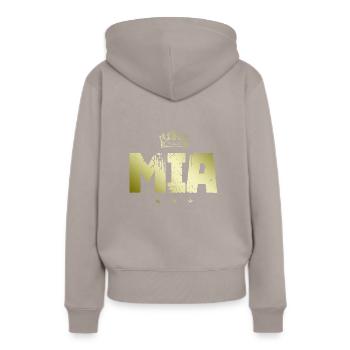 Mia - Frauen Premium Bio Hoodie - Taupe - Hinten - Julia (174cm)