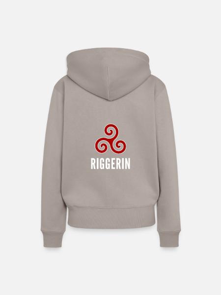 „Riggerin“ – dunkle Textilien - Frauen Premium Bio Hoodie - Taupe