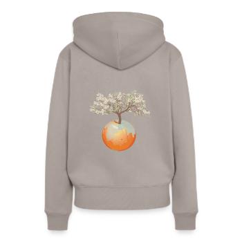 Terre - Pommier - Sweat à capuche Premium bio Femme - taupe - Dos - Julia (174cm)