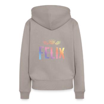 Felix - Sweat à capuche Premium bio Femme - taupe - Dos - Julia (174cm)