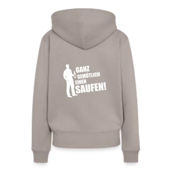 Gemütlich Saufen Feierabend - Frauen Premium Bio Hoodie - Taupe - Hinten - Julia (174cm)