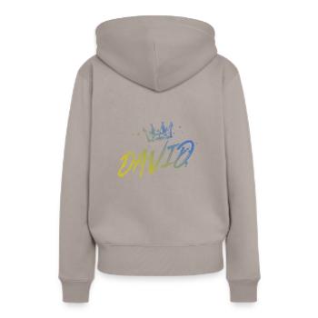 David - Frauen Premium Bio Hoodie - Taupe - Hinten - Julia (174cm)