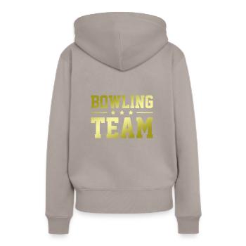 Bowling Team - Frauen Premium Bio Hoodie - Taupe - Hinten - Julia (174cm)
