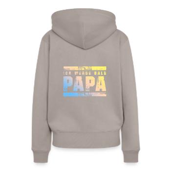 Ich werde Bald Papa - Frauen Premium Bio Hoodie - Taupe - Hinten - Julia (174cm)