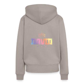 David - Frauen Premium Bio Hoodie - Taupe - Hinten - Julia (174cm)