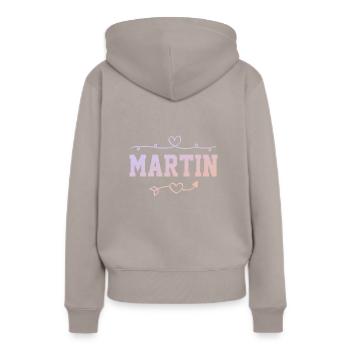 Martin - Sweat à capuche Premium bio Femme - taupe - Dos - Julia (174cm)