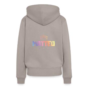 Matteo - Frauen Premium Bio Hoodie - Taupe - Hinten - Julia (174cm)