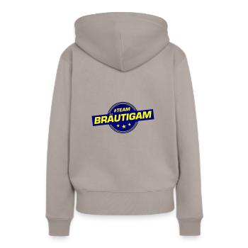 Équipe Marié Fête de mariage Mariage - Sweat à capuche Premium bio Femme - taupe - Dos - Julia (174cm)