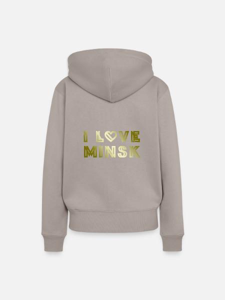 I Love Minsk - Frauen Premium Bio Hoodie - Taupe