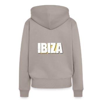 Ibiza - Sweat à capuche Premium bio Femme - taupe - Dos - Julia (174cm)