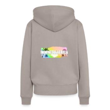Indonésie - Sweat à capuche Premium bio Femme - taupe - Dos - Julia (174cm)