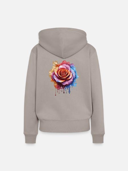Rainbow Rose - Frauen Premium Bio Hoodie - Taupe