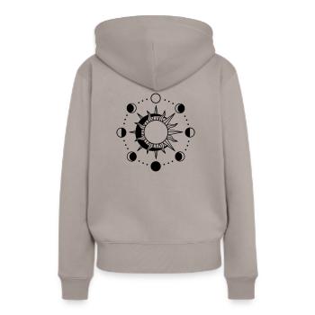 Symbole des phases de la lune avec le soleil - Sweat à capuche Premium bio Femme - taupe - Dos - Julia (174cm)