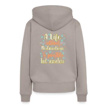 Hund Leben Liebe Hunderasse Dalmatiner - Frauen Premium Bio Hoodie - Taupe - Hinten - Julia (174cm)