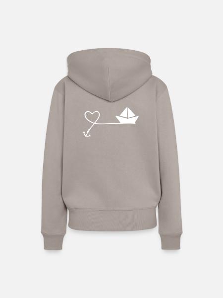 maritim herz anker boot - Frauen Premium Bio Hoodie - Taupe