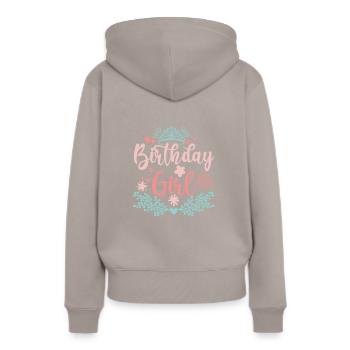 Fille d’anniversaire - Sweat à capuche Premium bio Femme - taupe - Dos - Julia (174cm)